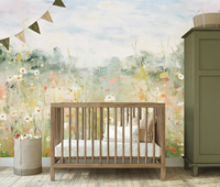 Groothandel Impressionistische Wildflower Meadow Muurschildering Behang Op Maat Zachte Pastelkleurige Waterdichte Wanddecoratie Moderne Woonkamer Slaapkamer