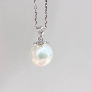 Accessoires en perles DIY, pendentif en argent S925, support vide, collier simple en jade avec perles rondes de 10 à 13 mm, 31353 - Product Image 2