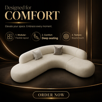 Canapé d'angle en tissu style crème, modulable, amovible et lavable, idéal pour hall d'hôtel et réception