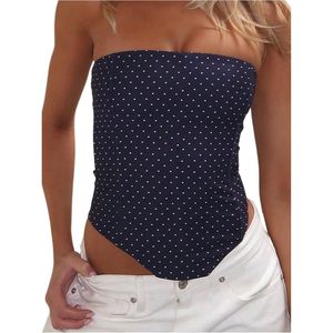 FOXA Women's Polka Dot Tube <b>Top</b> Strapless <b>Bandeau</b> Summer <b>Top</b> Breathable Spandex Polyester Cut-out Design - Product Image 1