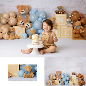 Simpatici palloncini di orso fondali per bambini oggetti di scena per fotografia di bambino adulto Photocall decori torta di compleanno Smash sfondi - Product Image 2