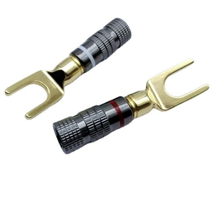 Conector de altavoz de audio con conector banana en forma de U chapado en oro - Product Image 1