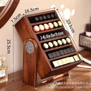 Wooden Lipstick Storage Rack 6 Layer Rotating <b>Desktop</b> Organizer For Makeup Cosmetics Eyeshadow Storage - Product Image 4