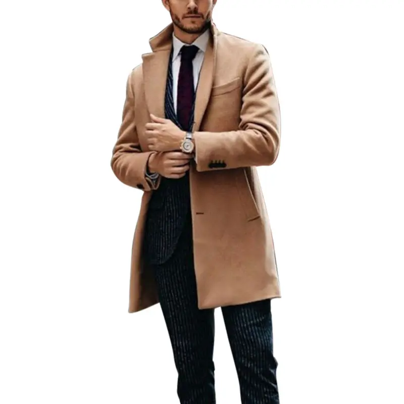 OEM ODM 2022 New Design Custom High-end Business Men's Long Leisure Trench Coat Men's Casual Jacket Blended Long Coat