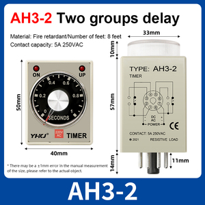 Ac 12V 24V 36V 110V 220V 380V Công Suất Cao Thu Nhỏ <span class=keywords><strong>Pcb</strong></span> 5a 24V 12V Rơle Thời Gian AH3-2 8 Pin - Product Image 6