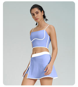 Penjualan laris elastis cepat kering wanita olahraga Fitness Gym pakaian olahraga 2 buah Set rok tenis Golf Yoga - Product Image 4