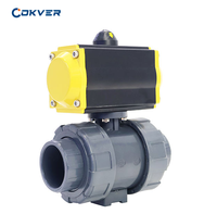 Vanne à boisseau sphérique pneumatique à union vraie en PVC/CPVC résistante à la corrosion, 1/2"-4" DN15-DN100, double action pour produits chimiques et eau