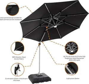Aul. de jardin haut de gamme à balancier. <span class=keywords><strong>Parasol</strong></span> lumineux à <span class=keywords><strong>LED</strong></span>, <span class=keywords><strong>parasol</strong></span> romain <span class=keywords><strong>pour</strong></span> restaurant, hôtel, piscine - Product Image 1