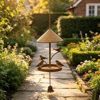 Mangeoire à oiseaux suspendue vintage personnalisable en métal avec cloche et ornement d'oiseau, décoration en fer pour jardin et véranda
