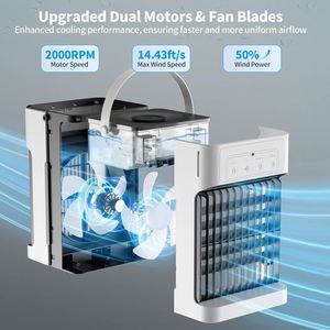 Portable USB <b>Mini</b> Air Cooler 3rd Gear Mobile Chiller for Office Dormitory Plastic Humidification Refrigeration Fan Low Noise - Product Image 2