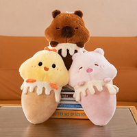 Jouets en peluche personnalisés avec logo pour machine à grue, en tissu polaire corail doux, modèles Capybara, Poussin, Cochon, Gâteau, Coussin de 8 pouces, pour cadeau de Noël dans un bonnet de Noël