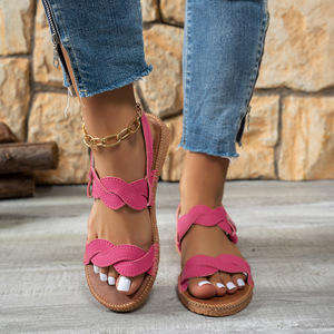 Sandalias Planas con Tira Trenzada para Mujer, Cierre Mágico Ajustable en el Tobillo, Calzado Casual de Verano para Playa y Uso Diario - Product Image 6