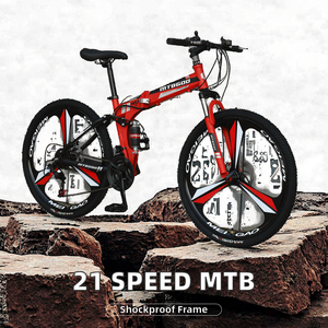 Vélo VTT 21 vitesses très abordable, cadre en acier carbone 20/24/26 pouces, pliable pour adulte avec système de frein à disque - Product Image 4