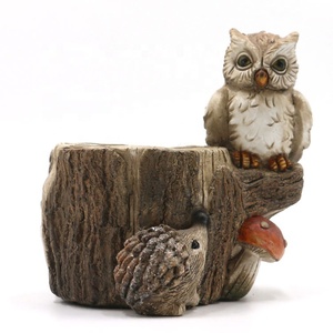 Resina de buho estatuilla animal jardinera olla diseño de encargo al por mayor de pájaro de resina decoración flor olla $ - Product Image 1