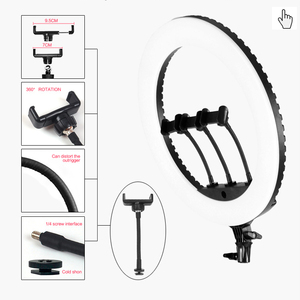 HQ-18N Luce ad Anello LED da 18 Pollici per Studio Fotografico, Trucco, <span class=keywords><strong>Video</strong></span> e Dirette Streaming, <span class=keywords><strong>con</strong></span> Tre Colori Dimmerabili e Treppiede - Product Image 4