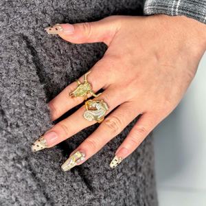 Mode Vintage Zirkoon Diamant Oorlogspaard Ossenkop Vorm Charm <span class=keywords><strong>Ring</strong></span> 18k Goud Verguld Luxe Open Sieraden Ringensets Heren Dames - Product Image 6