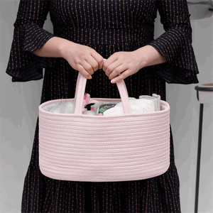 Organizador portátil <span class=keywords><strong>de</strong></span> pañales para bebé, cesta <span class=keywords><strong>de</strong></span> almacenamiento tejida con asa, regalos para baby shower. - Product Image 4