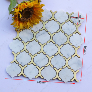 Bằng tia nước thép không gỉ và đá cẩm thạch Gạch <span class=keywords><strong>Mosaic</strong></span> ánh sáng sang trọng phong cách trang trí kim loại và đá Cẩm Thạch Dát đèn lồng Gạch <span class=keywords><strong>Mosaic</strong></span> - Product Image 4