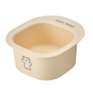 Happy Mobear Mini panier égouttoir 15.2x14.5x7.4cm en plastique pour laver les fruits et légumes, jaune pâle, motif ours de dessin animé - Product Image 1