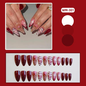 WM-301 amande noël ruban flocon de neige ongles portable ongles conseils paillettes fines conception française pour doigt en gros - Product Image 3