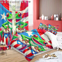 Ensemble de literie grenouille de Porto Rico personnalisé en 3 pièces pour garçons, filles et adolescents, ensemble de chambre moderne en microfibre douce, décoration de chambre