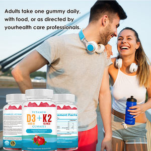 OEM Gommes organiques à la vitamine D3 K2 1000 UI de vitamine D3 + 45 Mcg Vitamine K2 Vegan Health Favorise des muscles sains Multivitamine Gummy - Product Image 2