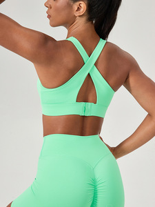Haute qualité personnalisé licou cou <span class=keywords><strong>sous</strong></span> le buste <span class=keywords><strong>sport</strong></span> Yoga <span class=keywords><strong>soutien</strong></span>-<span class=keywords><strong>gorge</strong></span> haut pour les femmes solide Fitness Gym Design ensemble Style - Product Image 6