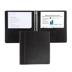 Leather 3-<b>Ring</b> <b>Binder</b> <b>Folder</b> with Pockets for Business Documents and Reports Hardcover Organizer - Product Image 1