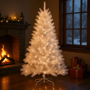 Sapin de Noël artificiel pré-éclairé DB 7,5 pieds, 1346 pointes de branches, lumières LED chaudes, base en acier, décoration intérieure pour les fêtes - Product Image 2