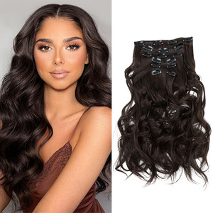 <span class=keywords><strong>Sela</strong></span> Extensiones de Clip de onda de cuerpo rizado de 7 piezas para mujer Peluca de estilo americano europeo Fibra de alta temperatura Dropshipping directo - Product Image 2