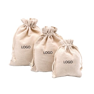 Petite pochette écologique réutilisable en coton biologique avec cordon de serrage et logo - Product Image 1