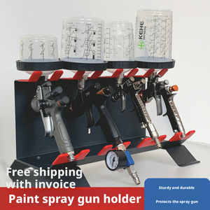 Soporte de pared metálico para 4 pistolas pulverizadoras, diseño resistente a la oxidación para almacenamiento de pistolas de pintura HVLP de alimentación por gravedad, para carrocería automotriz - Product Image 3