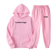 Vente en gros de survêtements vierges, ensemble sweat à capuche et jogging avec logo personnalisé, ensembles de vêtements de sport à capuche unis surdimensionnés