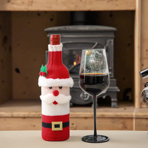 Decorazione natalizia 2025 bottiglia di vino di Babbo Natale Design a maglia per bottiglia di vino di natale decorazioni per le vacanze invernali - Product Image 6