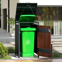Couvercle de poubelle en acier galvanisé avec couvercle automatique et amortisseurs 1 poubelle Poubelle de stockage Poubelles de déchets