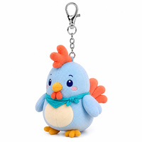 Porte-clés en peluche personnalisé, poulet bleu mignon, personnage en peluche doux, breloque pour sac à dos de filles, jouet en peluche en gros