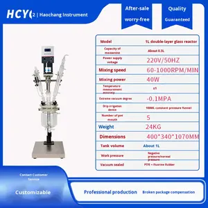 เครื่องปฏิกรณ์แก้วสองชั้นแบบมีแจ็คเก็ตสำหรับให้ความร้อน พร้อมระบบกวนและกลั่นสุญญากาศ ขนาด 100 ลิตร ผลิตตามสั่งสำหรับงานทดลองขนาดเล็ก ผลิตในจีนแผ่นดินใหญ่ - Product Image 6