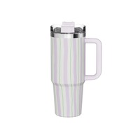 Mug de voyage isotherme en acier inoxydable de 40 oz grande capacité, pour voiture, chaud et froid, anti-fuite, avec paille et poignée, compatible avec les supports de voiture