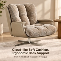 Fauteuil d'appoint pivotant minimaliste italien en tissu et cuir, canapé individuel rotatif à 360°, fauteuil de salon de luxe pour la maison et l'hôtel