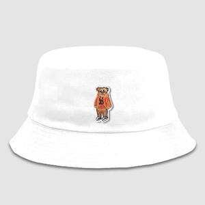 <b>Khaki</b> Bucket <b>Hat</b> with Classic Orange Shirted Bear Embroidery for Casual Day Trips - Product Image 5