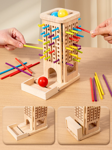 Palos de madera Dados Juego de equilibrio Juego de mesa de madera Matemáticas Montessori Juguete educativo Habilidades motoras finas Juguetes de conteo Viajes para niños - Product Image 3