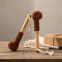 Brosse de nettoyage de bouteilles à long manche en fibres de coco naturelles, brosse de lavage de tasses et de mugs écologique avec manche en bambou, outil de nettoyage de cuisine