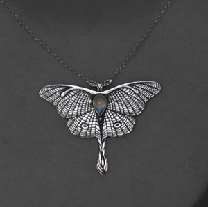 Moth <span class=keywords><strong>Retro</strong></span> sáng tạo Moonstone người đàn ông Mặt dây chuyền vòng cổ cho phụ nữ bán buôn - Product Image 5