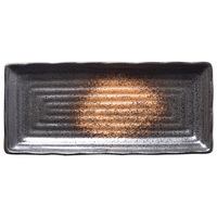 Assiette rectangulaire en céramique de style japonais Qiansan Du, plat à collation, plat long pour sushi et sashimi, plat pour saury du Pacifique, compatible micro-ondes, rétro