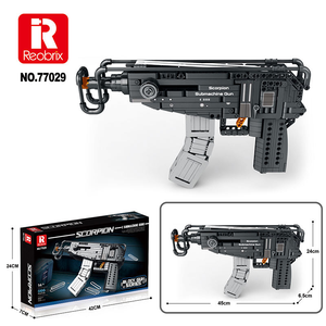 Reobrix 77029 MOC Scorpion pistolet rafale mitraillette modèle WW2 <span class=keywords><strong>arme</strong></span> militaire armes à <span class=keywords><strong>feu</strong></span> bricolage blocs de construction briques jouets ensembles - Product Image 4