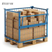 Boîte en treillis métallique pour palettes en acier doux Q235, revêtement poudré, pour entrepôt sécurisé et stockage sécurisé