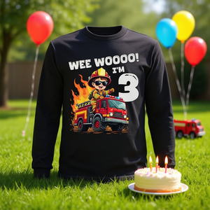 T-shirt à manches longues pour tout-petits Fire Truck Wee Woo 3rd Birthday - Product Image 3