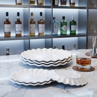 Assiette en mélamine incassable de 8 pouces, design floral blanc pur, vaisselle en plastique poli pour restaurant