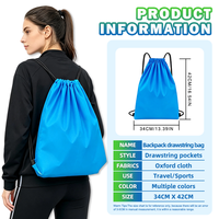 Sac à dos à cordon en polyester pour marathon, gym, voyage, sport, avec logo personnalisé, sac à dos cadeau en polyester 210D