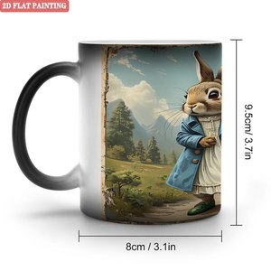 Custom Cartoon Pattern Sublimation Mug Frosted Black 11oz <b>Ceramic</b> Heat Color Changing Magic <b>Cup</b> - Product Image 1
